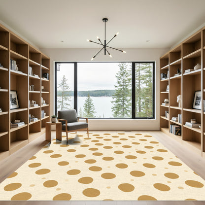 Golden Brown Gingham Circles Rug