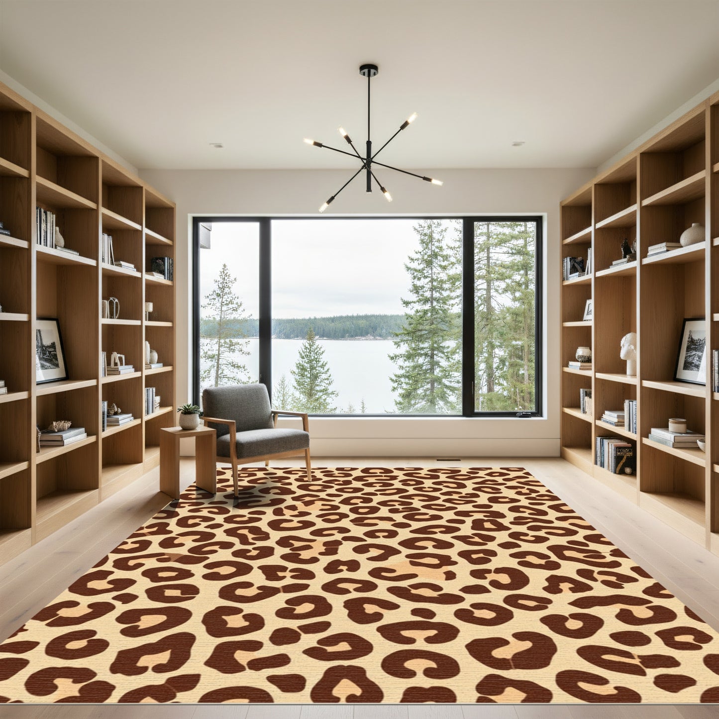 Golden Brown Leopard Spots Texture Rug