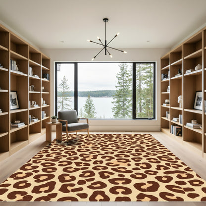 Golden Brown Leopard Spots Texture Rug