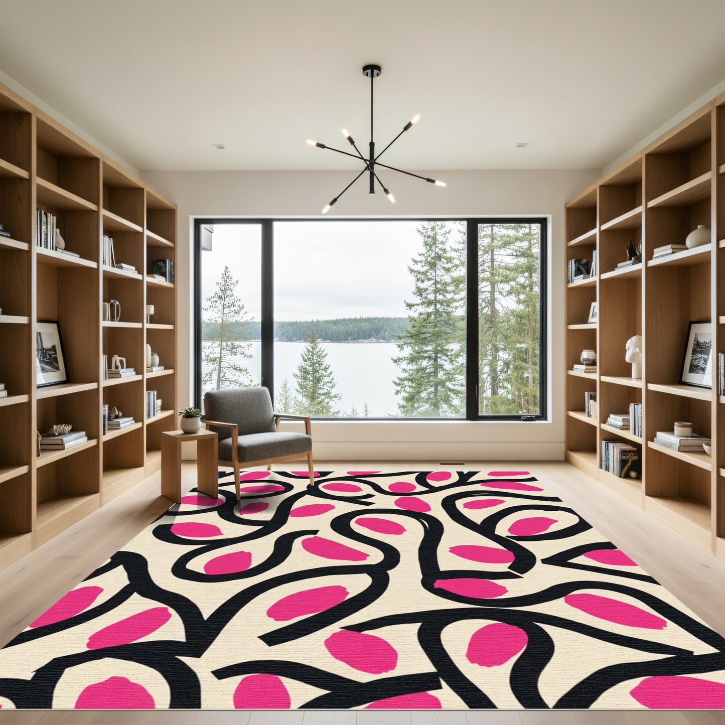 Bold Pink Abstract Swirls Rug
