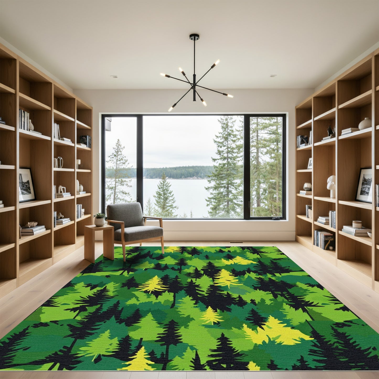 Deep Forest Evergreen Tree Landscape Rug