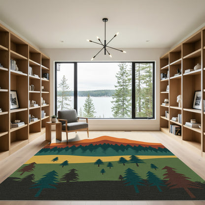 Mountain Range Forest Landscape Rug