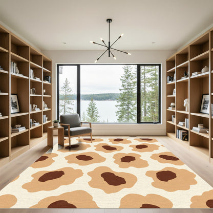Tan Brown Abstract Spots Rug