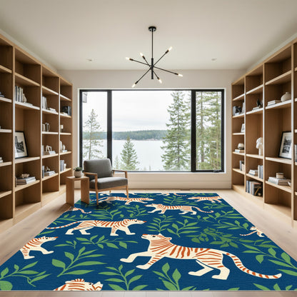 White Tiger Foliage Repeat Rug