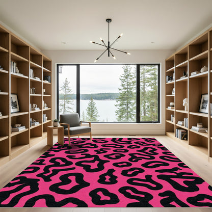 Hot Pink Black Animal Print Rug