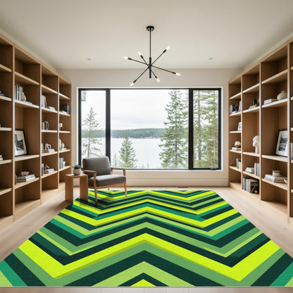 Vivid Green Chevron Stripes Rug