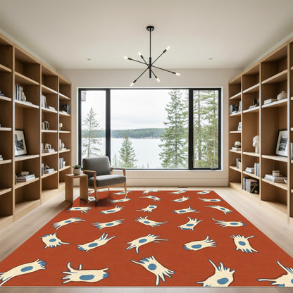 Rust Red Cells Scattered Organism Rug