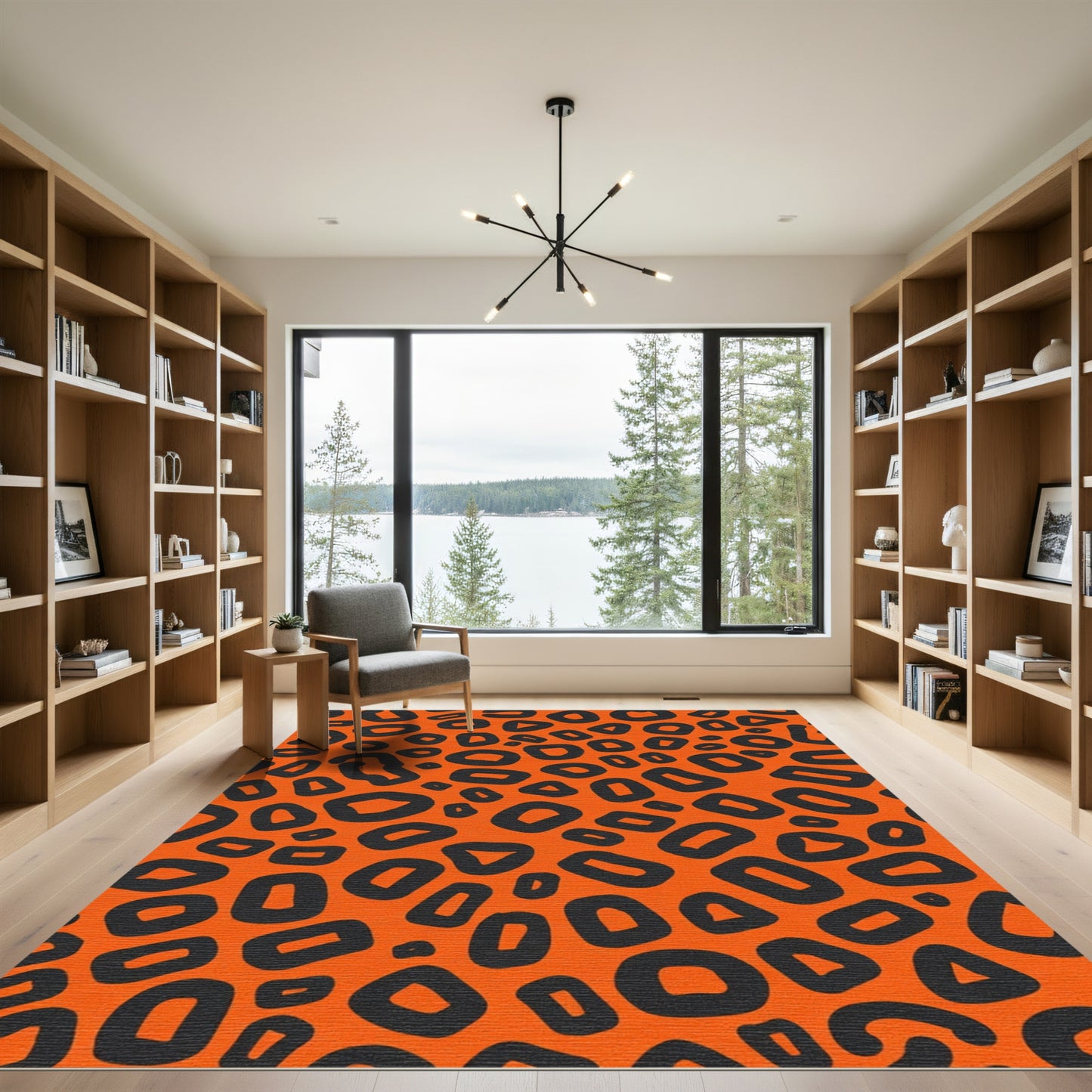 Bold Orange Black Spotted Animal Rug