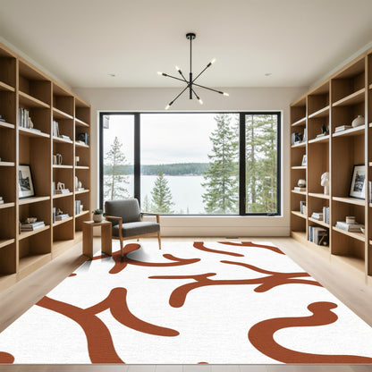 Terracotta Organic Abstract Lines Rug