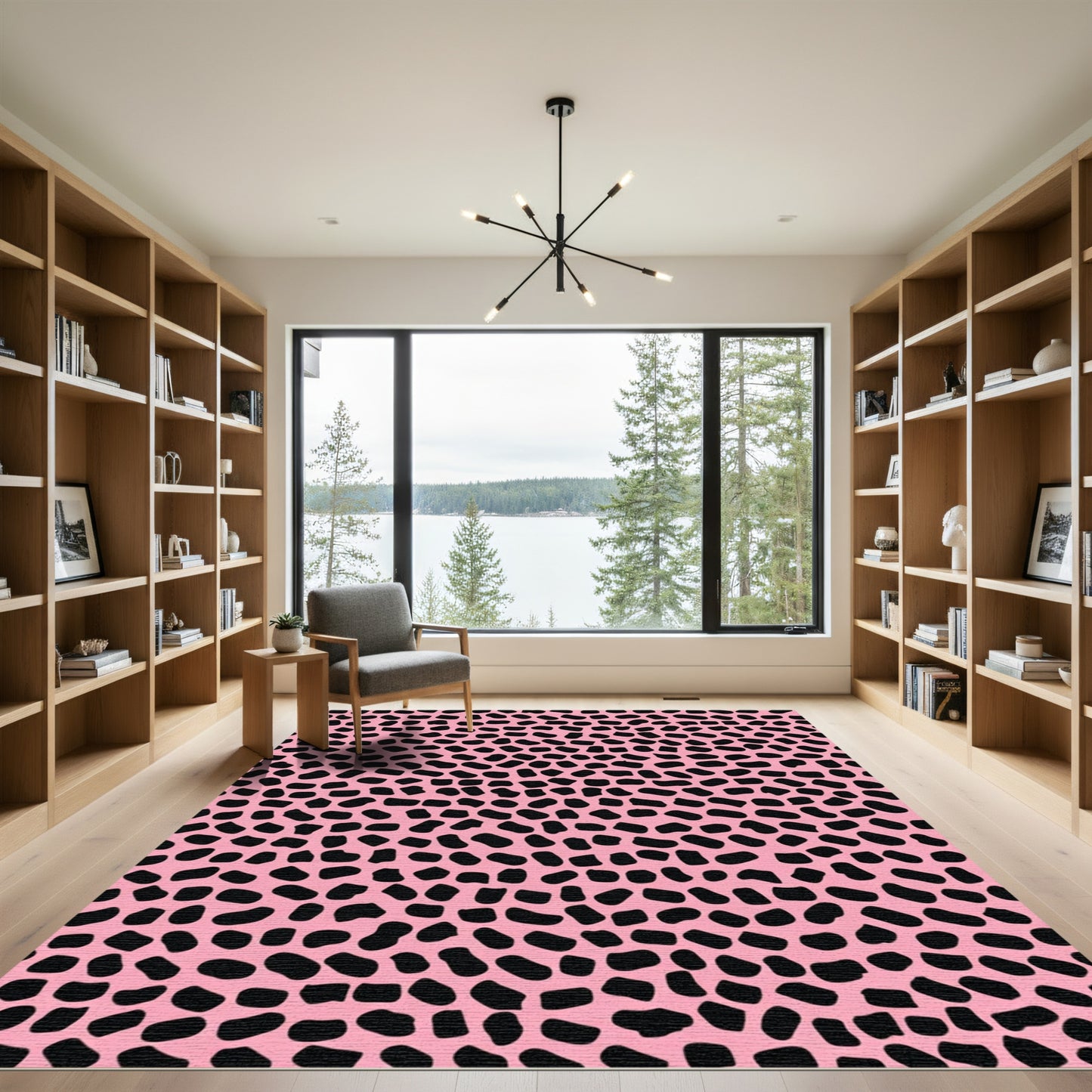 Pink Black Spots Scatter Rug