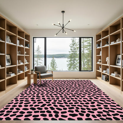 Pink Black Spots Scatter Rug