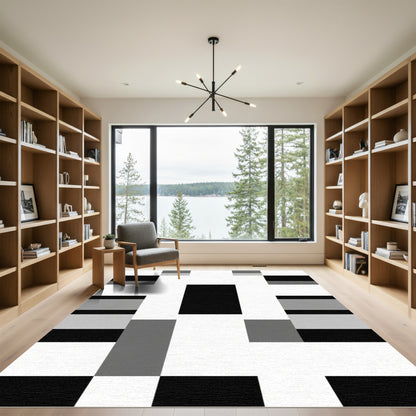 Monochromatic Geometric Block Arrangement Rug