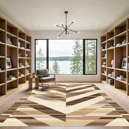 Earthy Tones Layered Chevron Rug