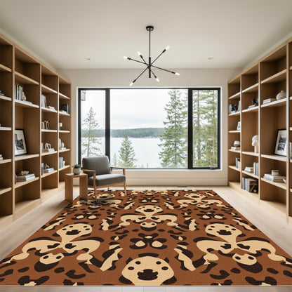 Brown Beige Abstract Portrait Medallion Rug