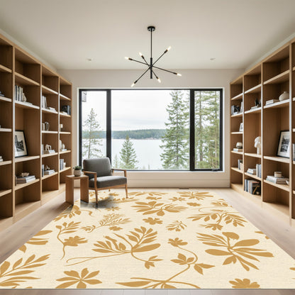 Golden Sepia Botanical Foliage Rug