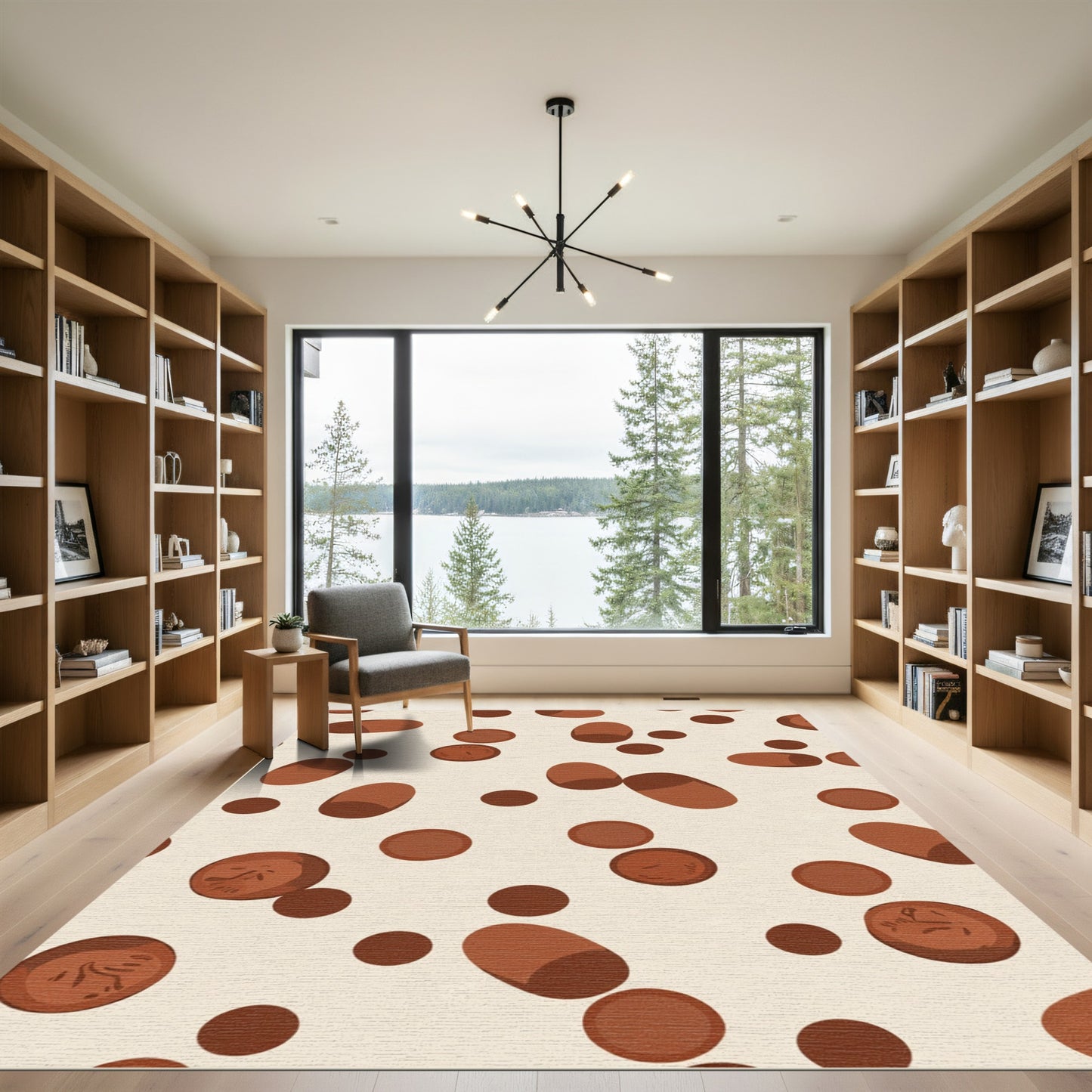 Brown Scatter Round Oval Forms Rug