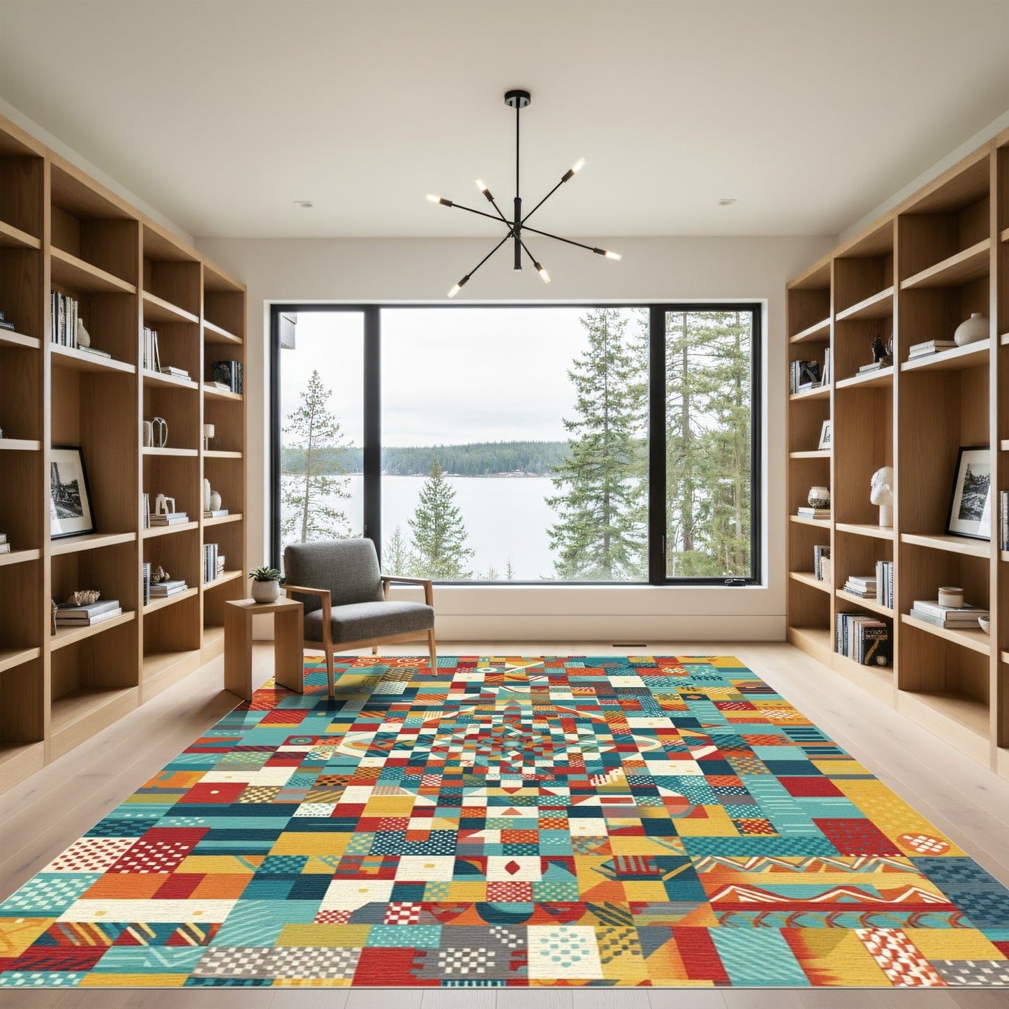 Color Block Geometric Mosaic Rug