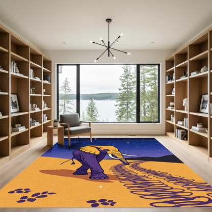 Purple Elephant Under Starry Night Sky Rug