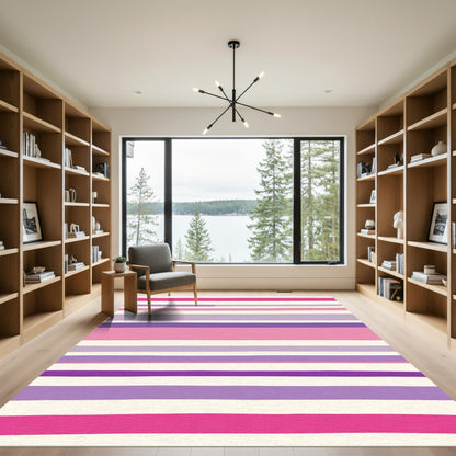 Pink Purple Cream Striped Harmony Rug