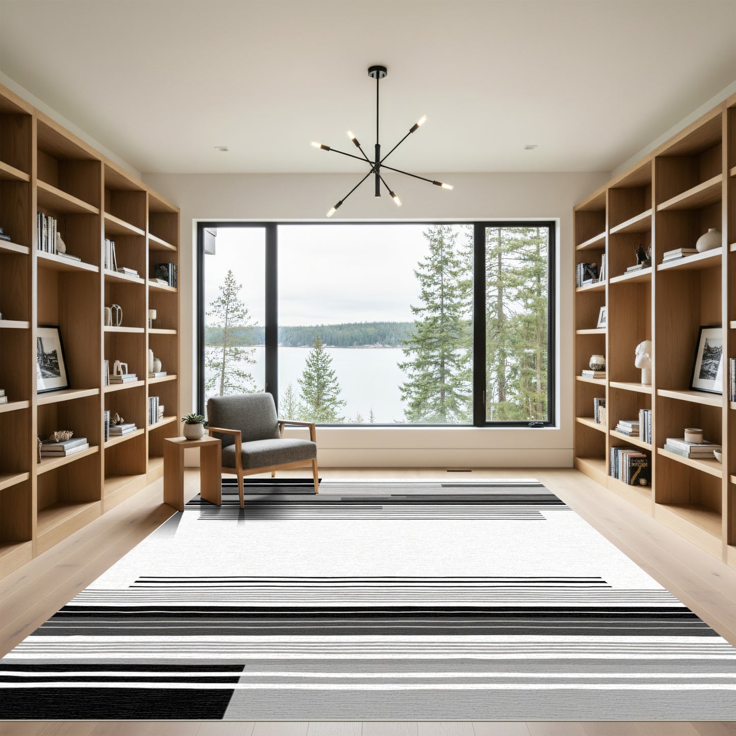 Monochromatic Hazy Stripe Composition Rug