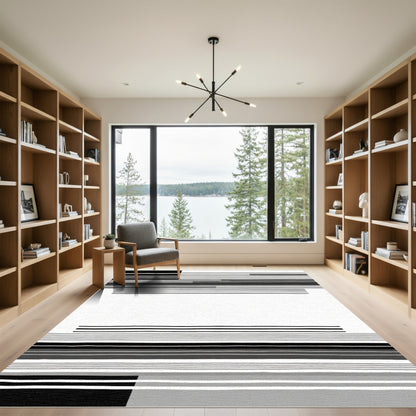 Monochromatic Hazy Stripe Composition Rug