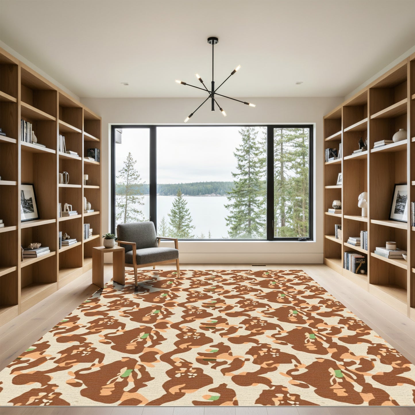 Earthy Camouflage Abstract Organic Forms Rug