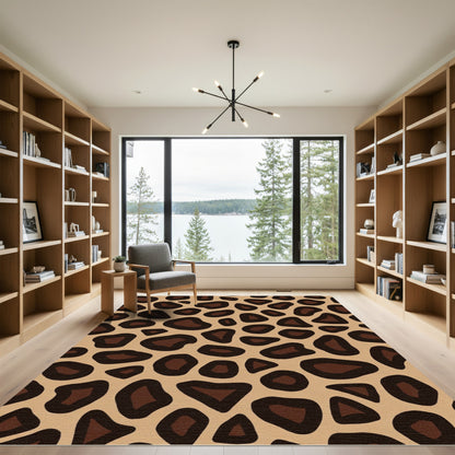 Chic Brown Abstract Animal Spots Rug