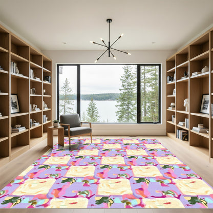 Abstract Pastel Squares Organic Shapes Rug