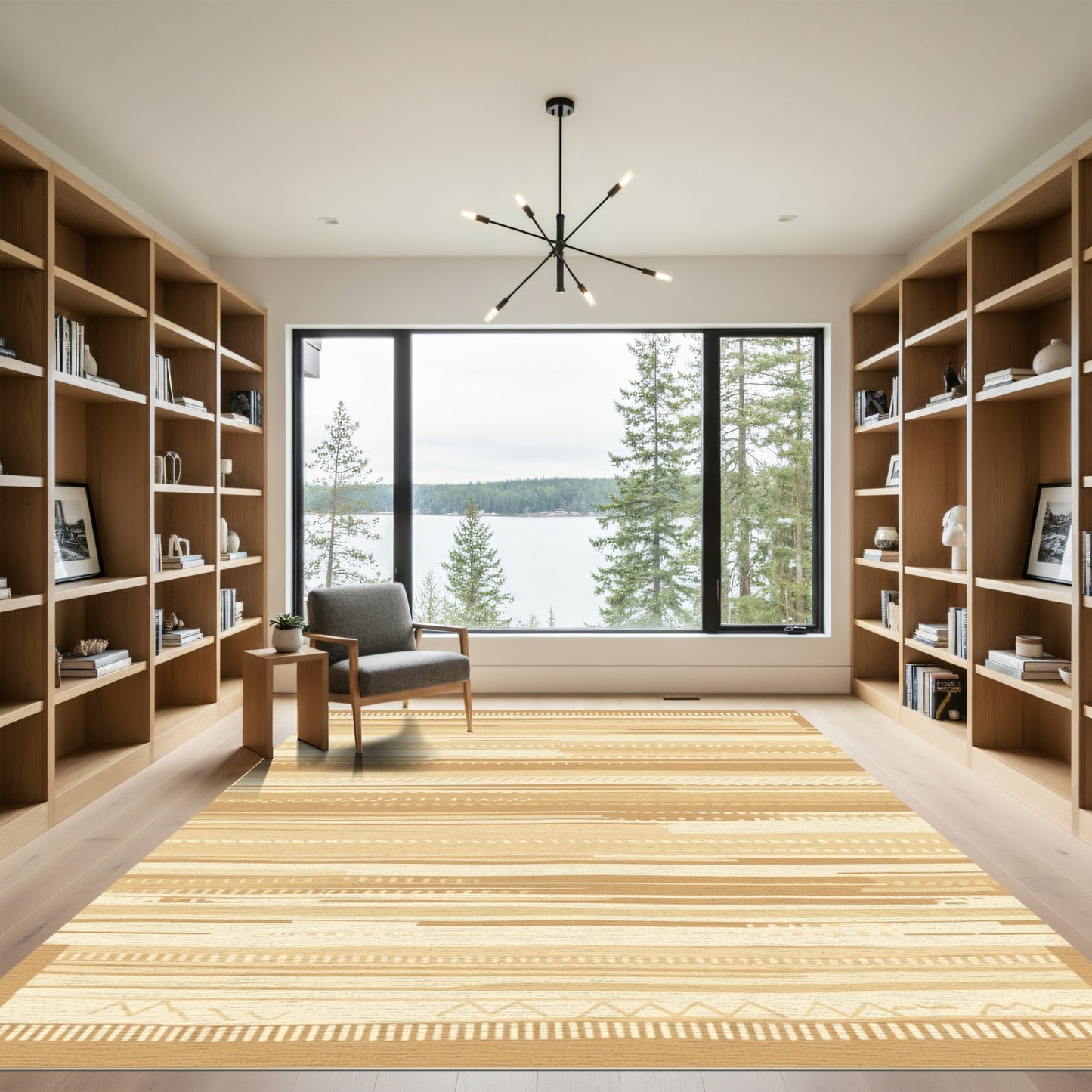 Warm Neutral Textured Stripe Rug