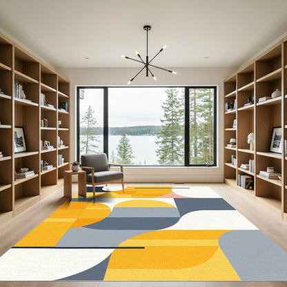 Modern Abstract Yellow Gray Forms Rug