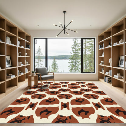 Terracotta Black Organic Abstract Shape Rug
