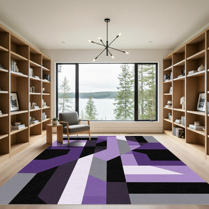 Modern Purple Geometric Abstract Rug