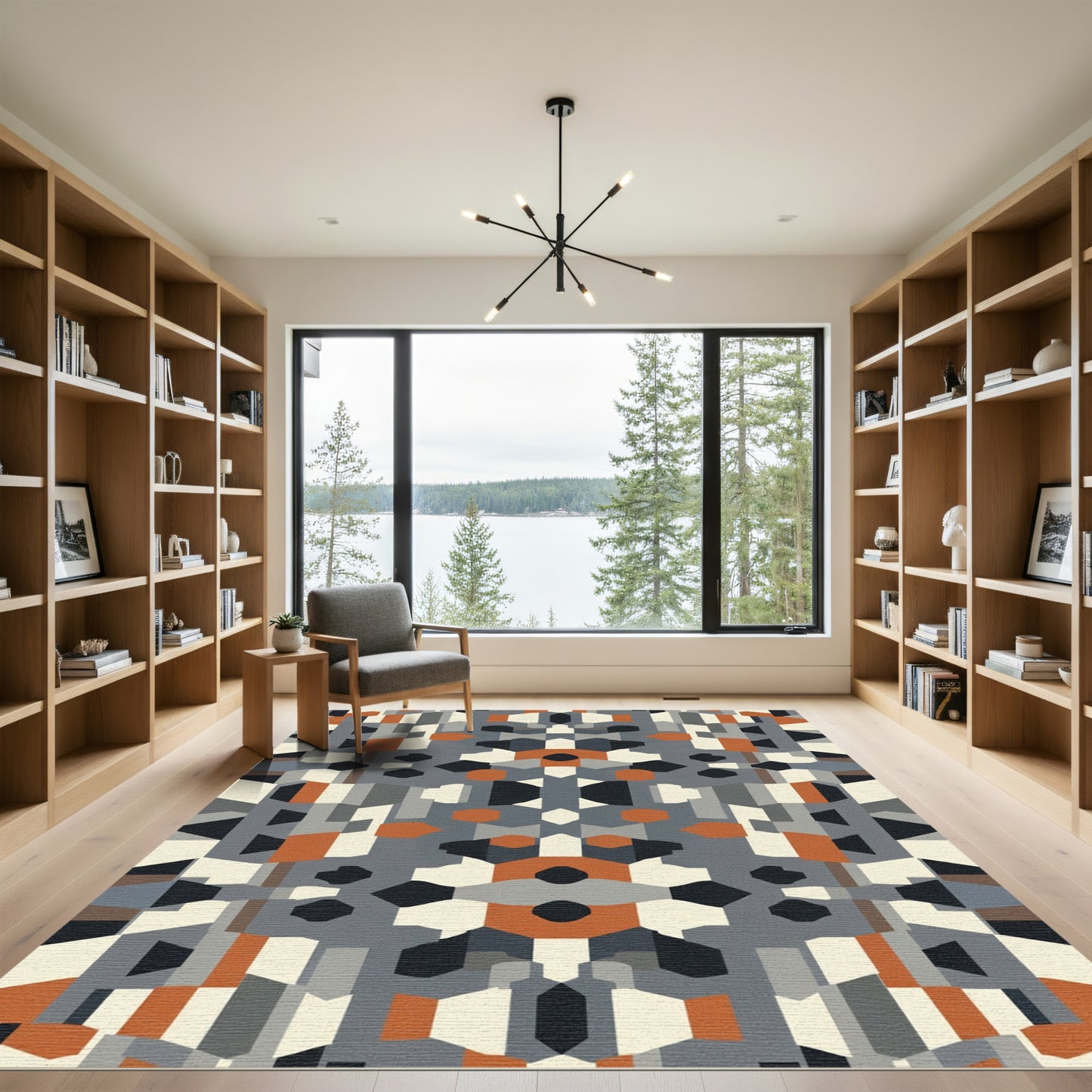 Geometric Abstract Mid Century Modern Rug