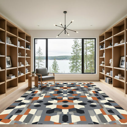 Geometric Abstract Mid Century Modern Rug