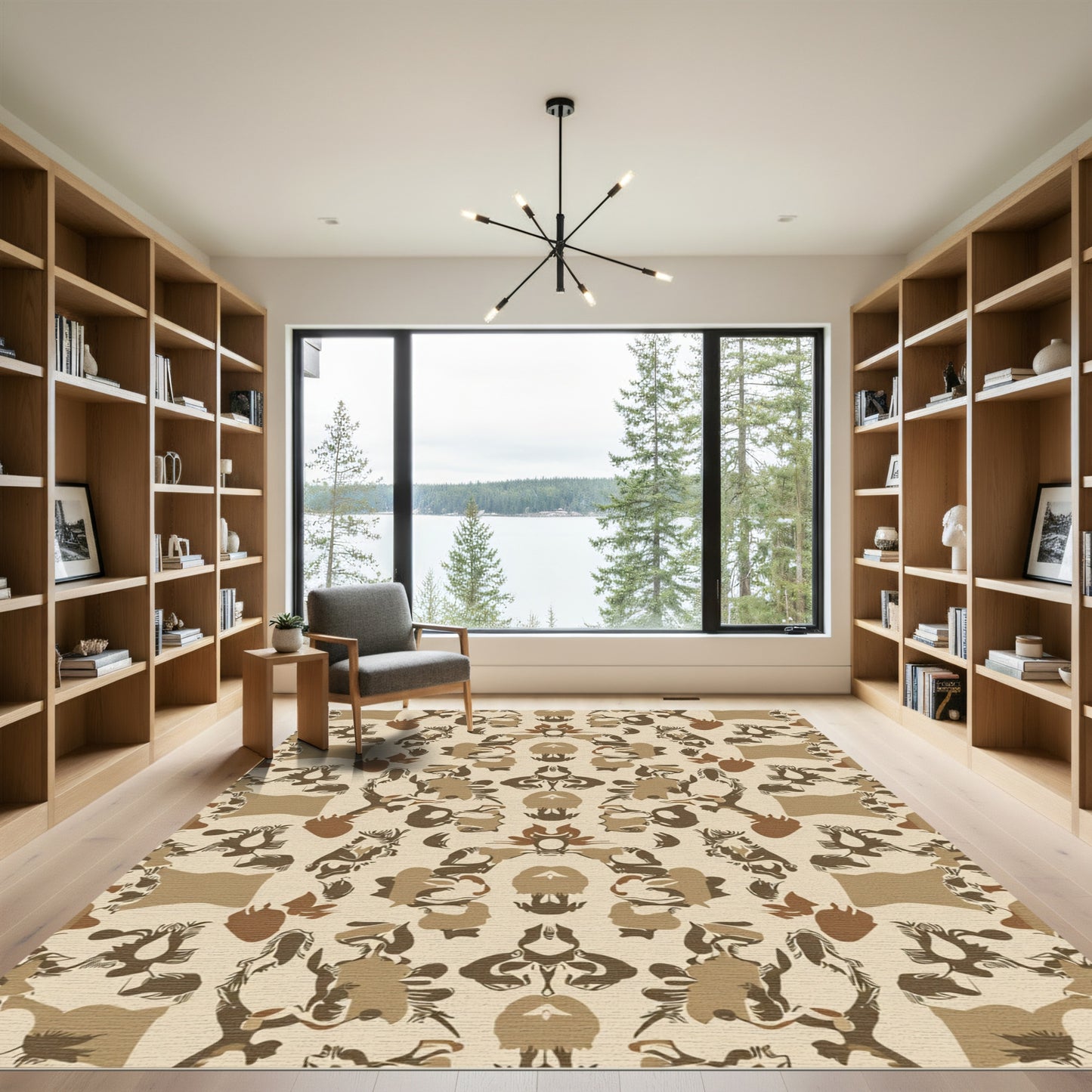 Earthy Tawny Abstract Symmetry Rug