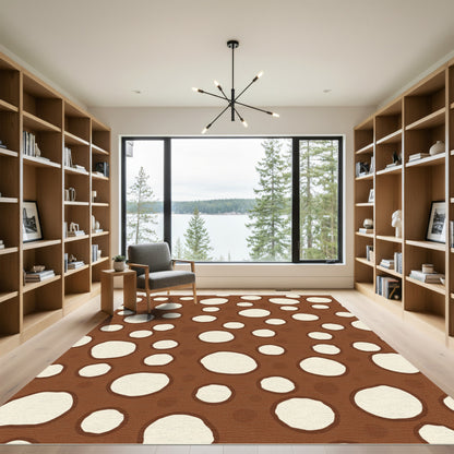 Brown And Cream Polka Dot Circles Rug