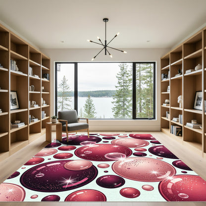 Crimson Pink Bubbles Sparkle Rug