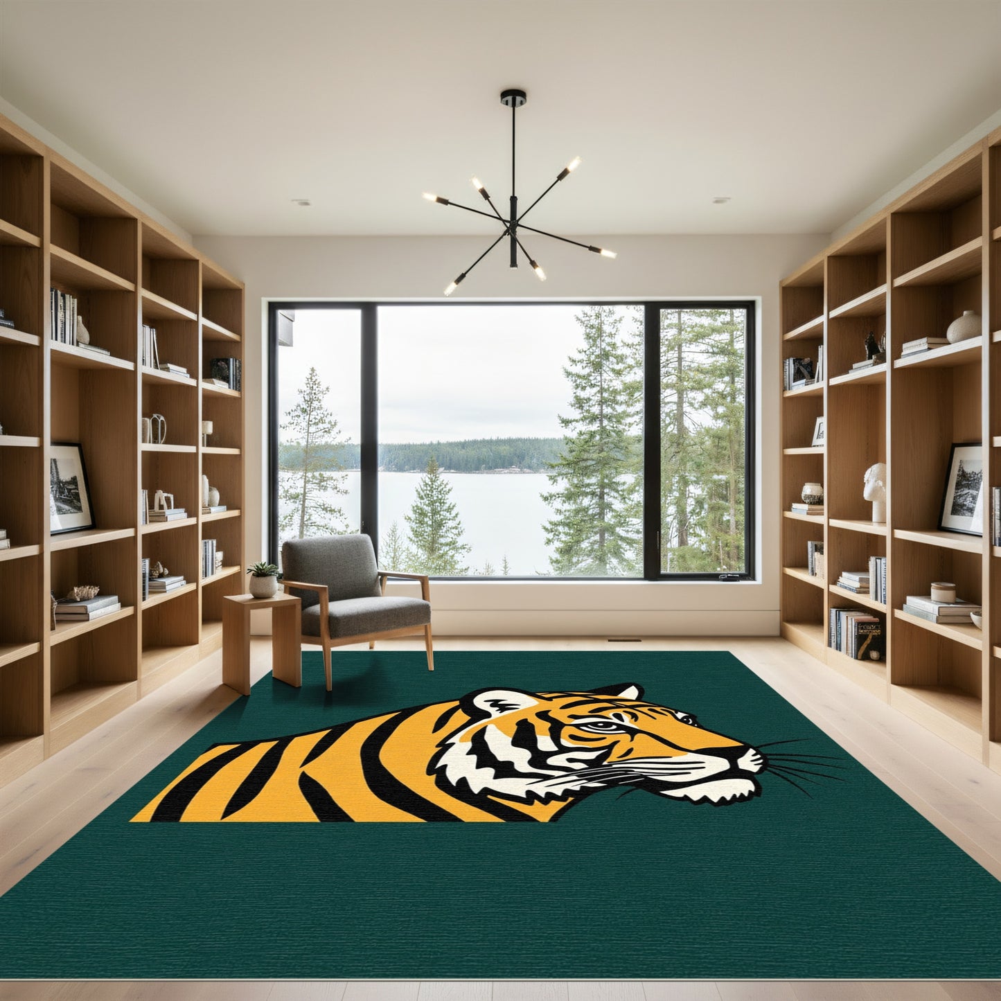 Golden Tiger Face Bold Stripes Rug