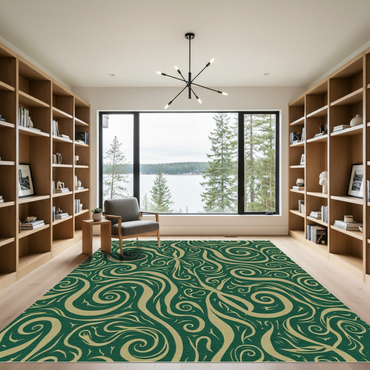 Emerald Swirls and Vines Rug