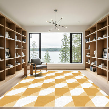 Tonal Checkerboard Diagonal Stripe Rug