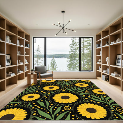Bold Yellow Sunflower Garden Rug