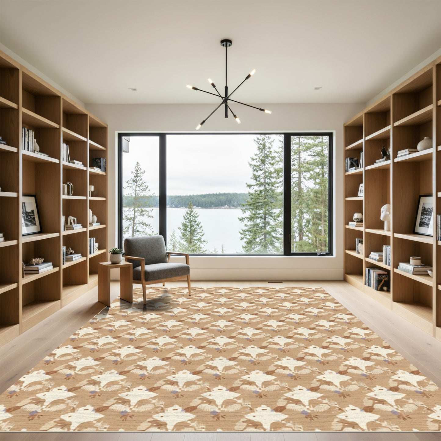 Taupe Cream Geometric Lattice Rug