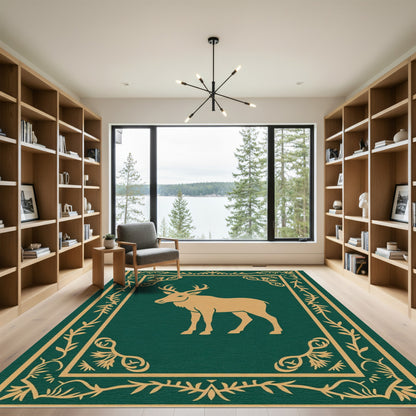 Golden Stag Forest Border Rug