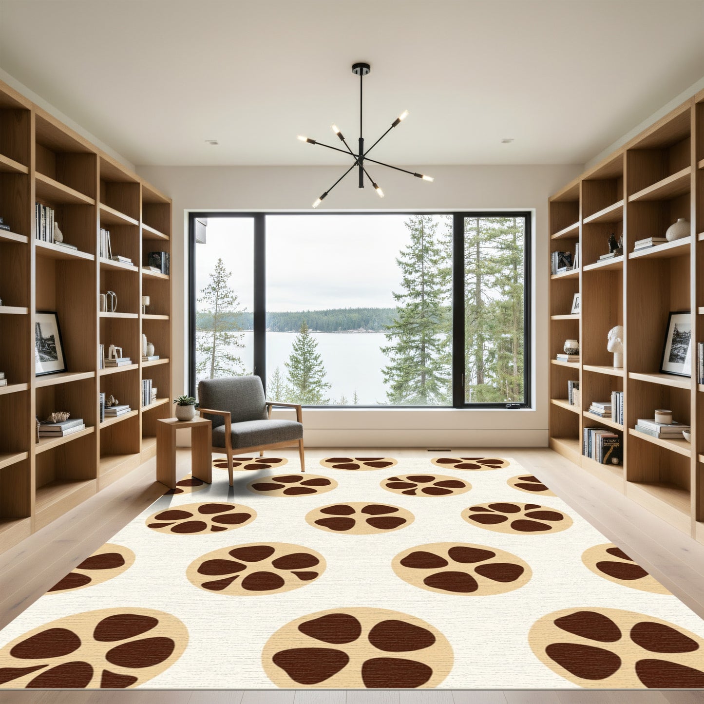 Chic Cream Brown Flower Circles Rug