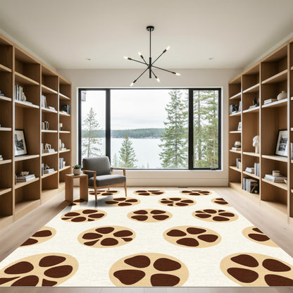 Chic Cream Brown Flower Circles Rug