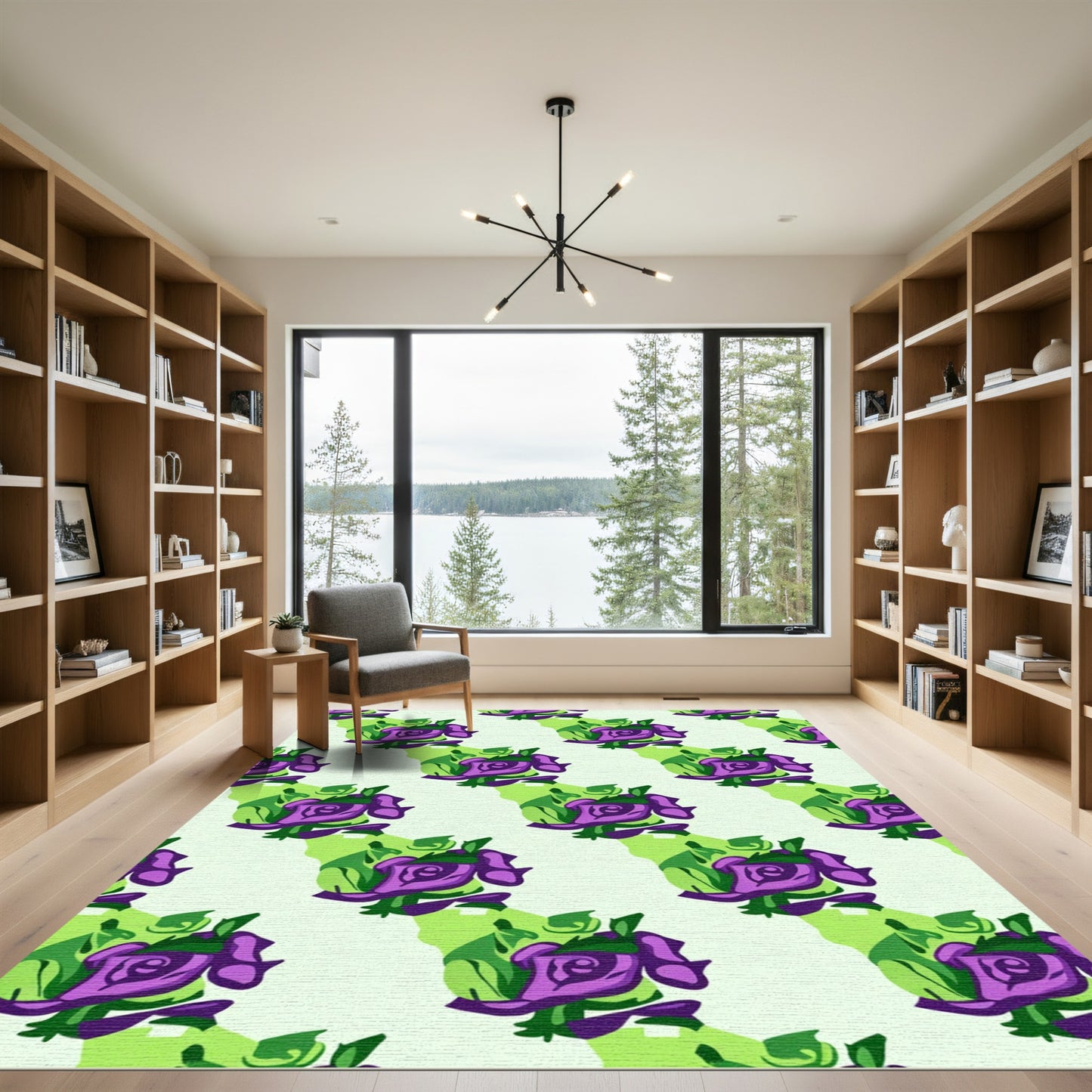 Exotic Purple Rose Garden Repeat Rug