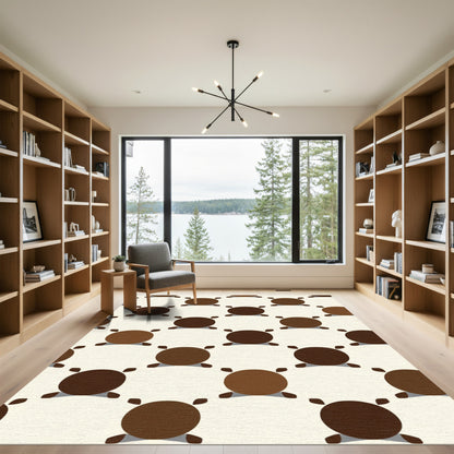 Warm Brown Circles and Petals Rug