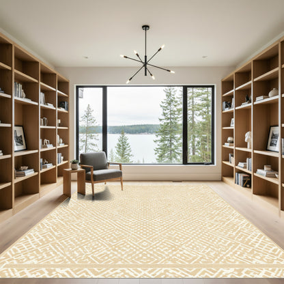 Cream Diamond Geometric Textile Rug