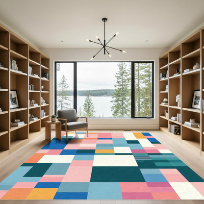 Geometric Colorblock Abstract Rug