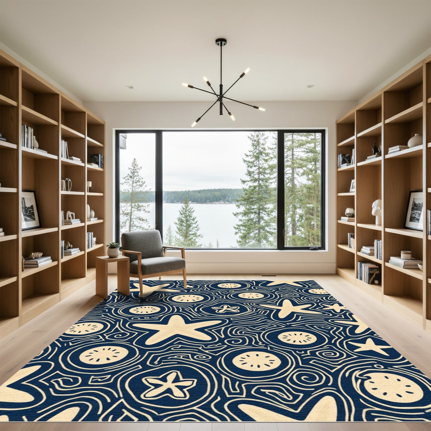Nautical Starfish And Circles Composition Rug